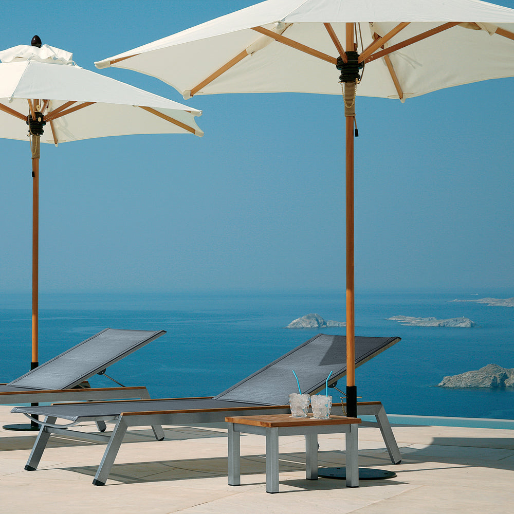 Equinox Rectangular Lounger Outdoor Side Table - Teak Top