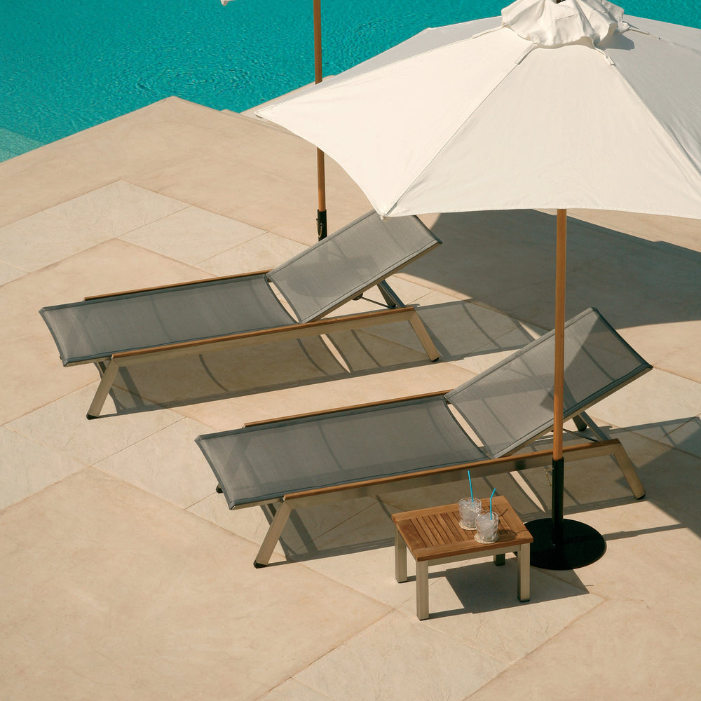 Equinox Rectangular Lounger Outdoor Side Table - Teak Top