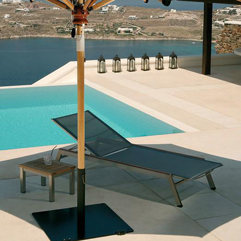 Equinox Rectangular Lounger Outdoor Side Table - Teak Top