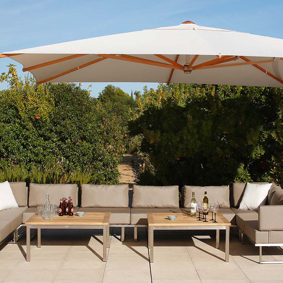 Equinox Square Conversation Outdoor Table - Teak Top