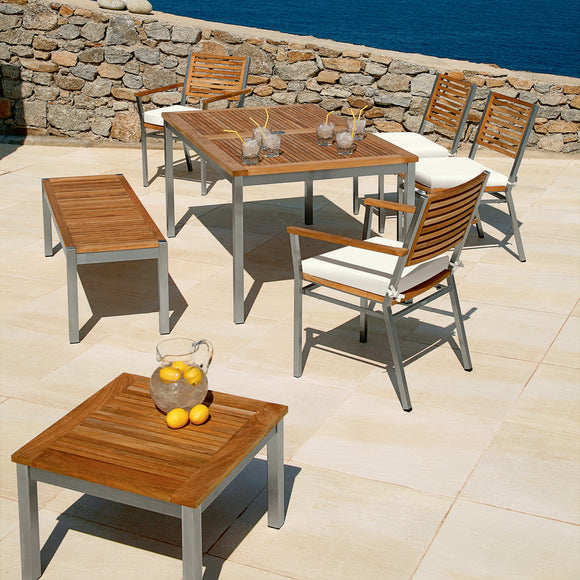 Equinox Square Outdoor Side Table - Teak Top