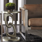 Linea Metal Round Chairside Table with Interlocking Shape