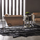 Linea Metal Round Chairside Table with Interlocking Shape