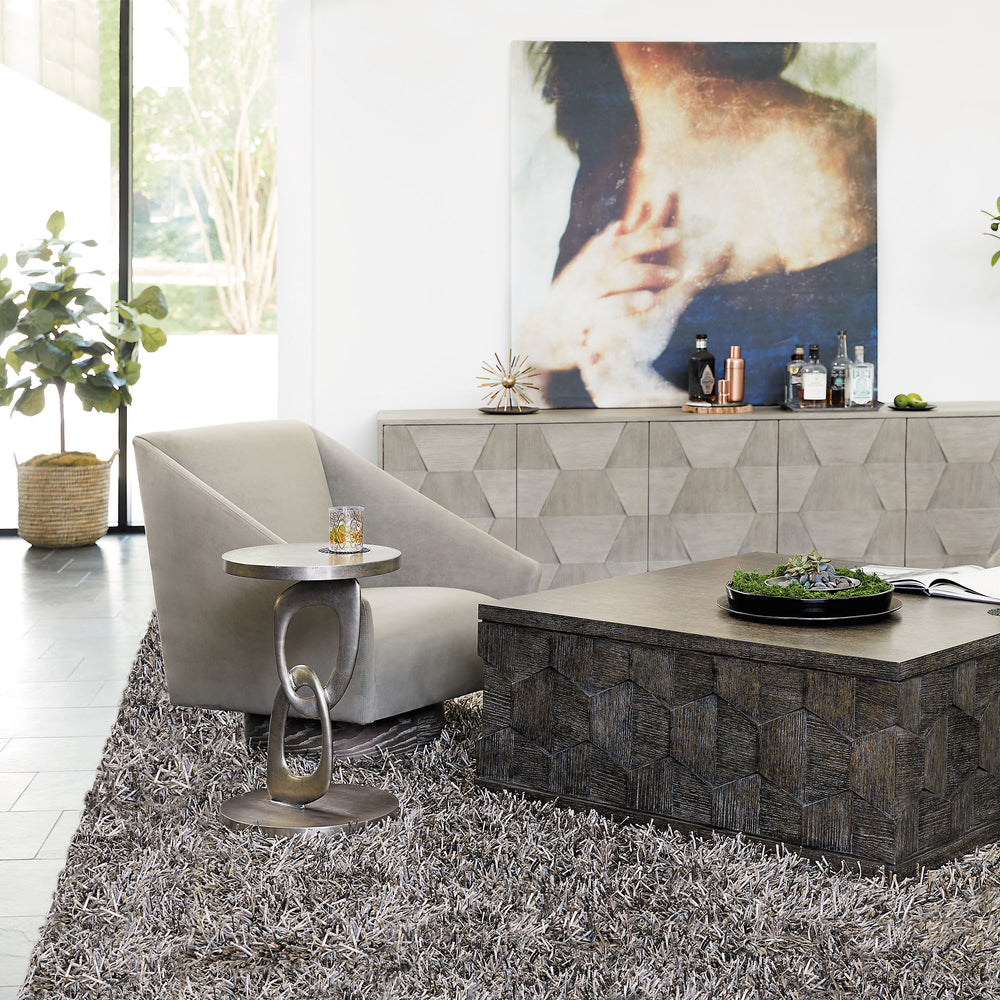 Linea Metal Round Chairside Table with Interlocking Shape