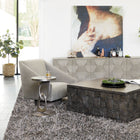 Linea Metal Round Chairside Table with Interlocking Shape
