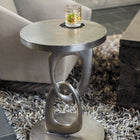 Linea Metal Round Chairside Table with Interlocking Shape