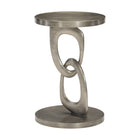 Linea Metal Round Chairside Table with Interlocking Shape
