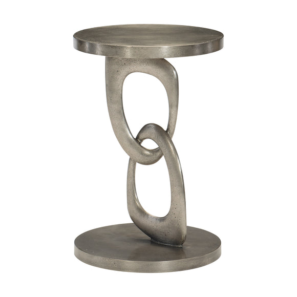 Linea Metal Round Chairside Table with Interlocking Shape