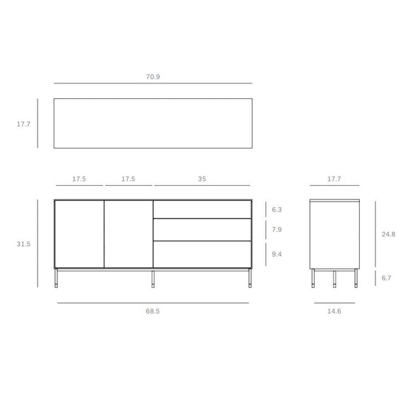 Blackbird 2-Door with 3-Drawer Sideboard