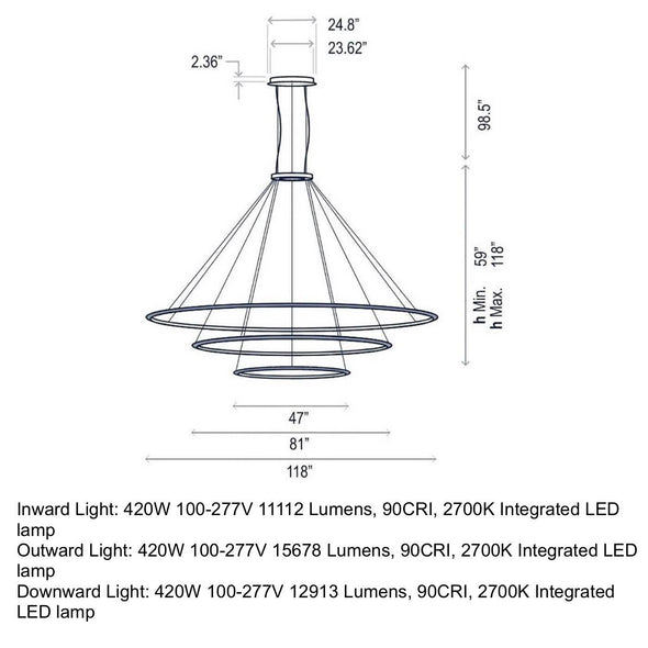 Circular Three Ring Pendant Light