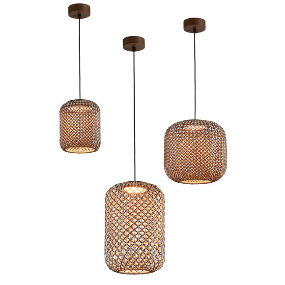 Nans 1 Light Drum LED Pendant Bover Shade Color Beige