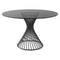 Vortex Dining Table  option GTG Smoke Grey Tempered Glass / P15 Matt Black