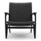 CH25 Lounge Chair  option Painted Black Oak / Black Paper Cord