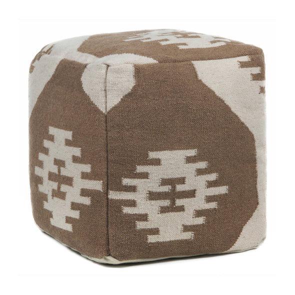 Textured Contemporary Wool Pouf