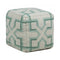 Textured Contemporary Wool Pouf  option Cream/Aqua/Green