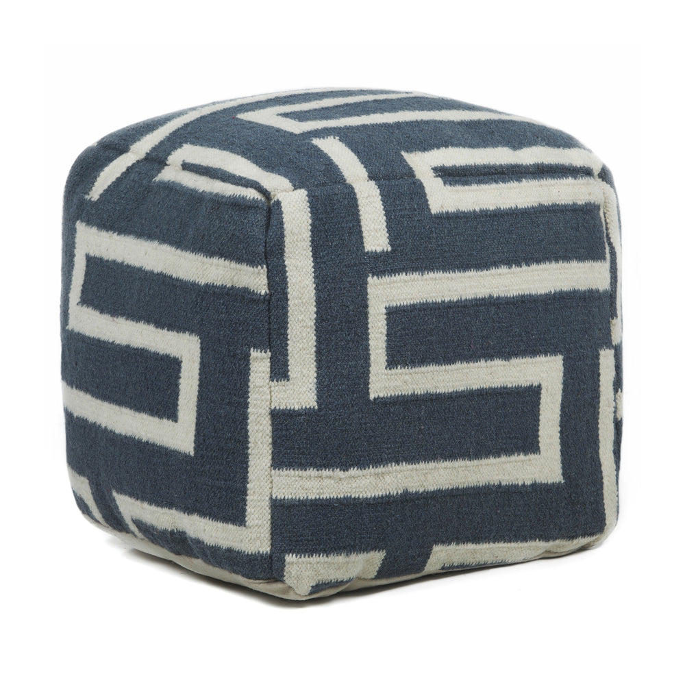 Textured Contemporary Wool Pouf