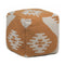 Textured Contemporary Wool Pouf  option Orange/Cream