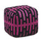 Textured Contemporary Wool Pouf  option Pink/Black