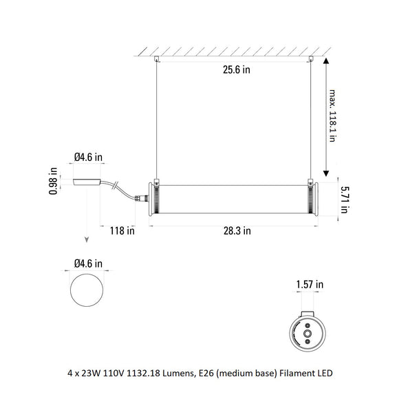 In The Tube Horizontal Outdoor Pendant Light