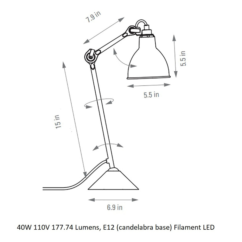 Lampe Gras N°205 Table Lamp