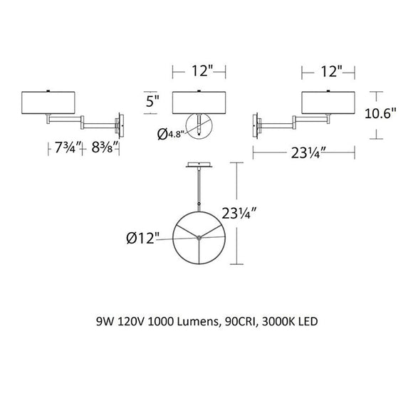 Chelsea LED Swing Arm Wall Light