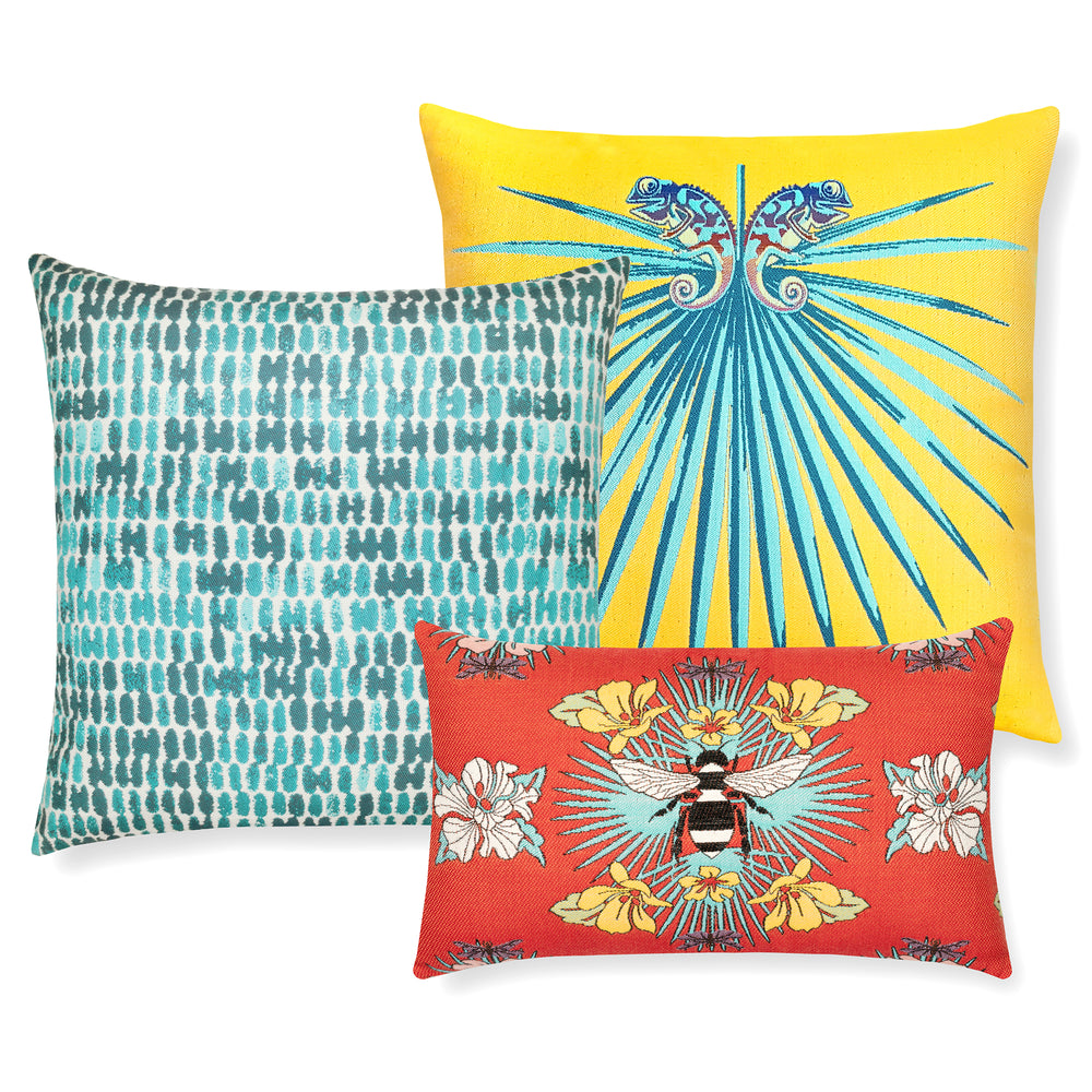 Tropical Bee Outdoor Pillow