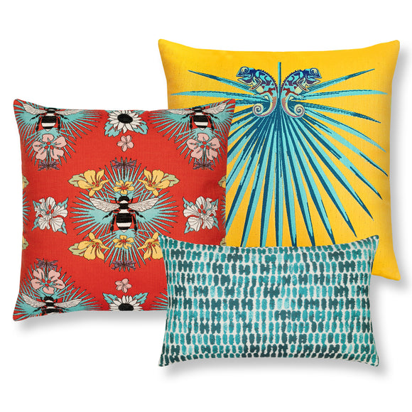 Tropical Bee Outdoor Pillow