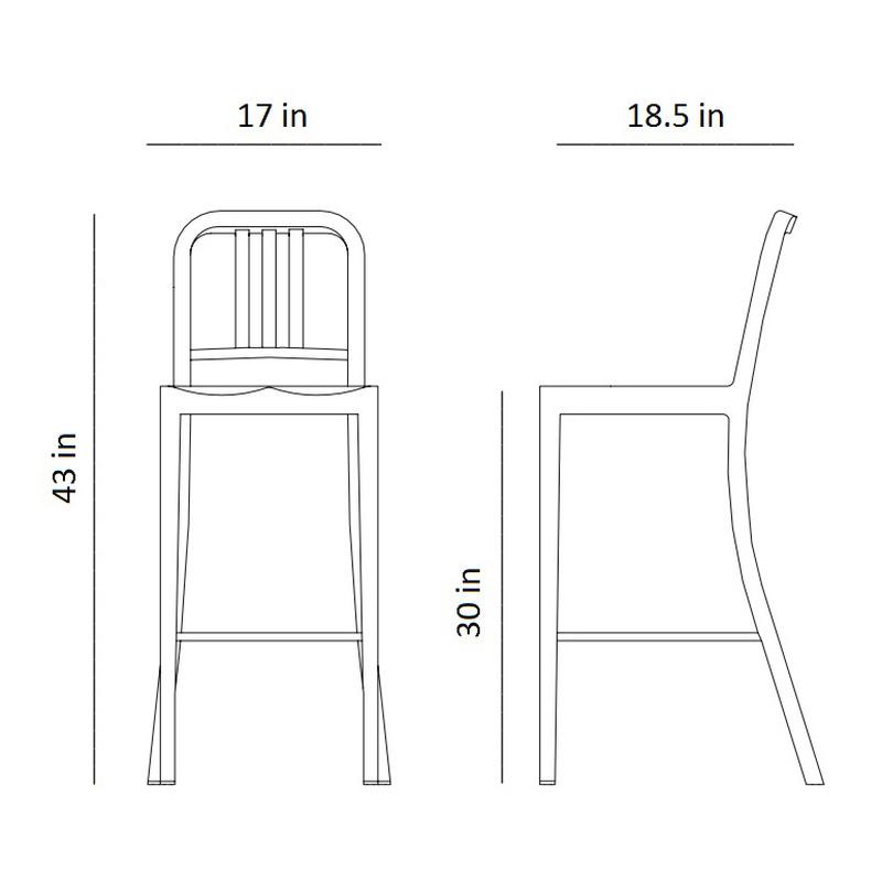 111 Navy Bar and Counter Stool