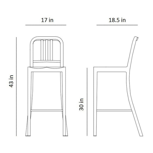 111 Navy Bar and Counter Stool