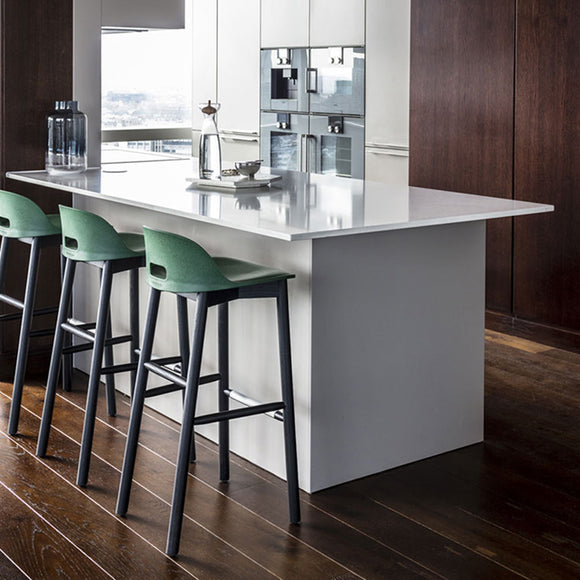 Grey low back clearance bar stools