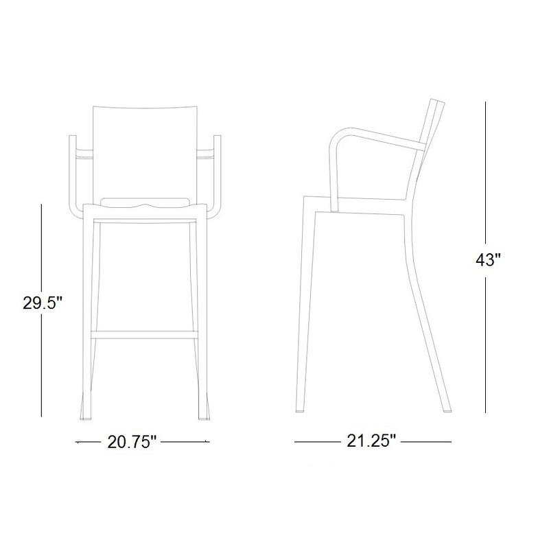 Hudson Bar and Counter Stool with Arms