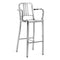 Navy Bar and Counter Stool with Arms  option Polished Aluminum