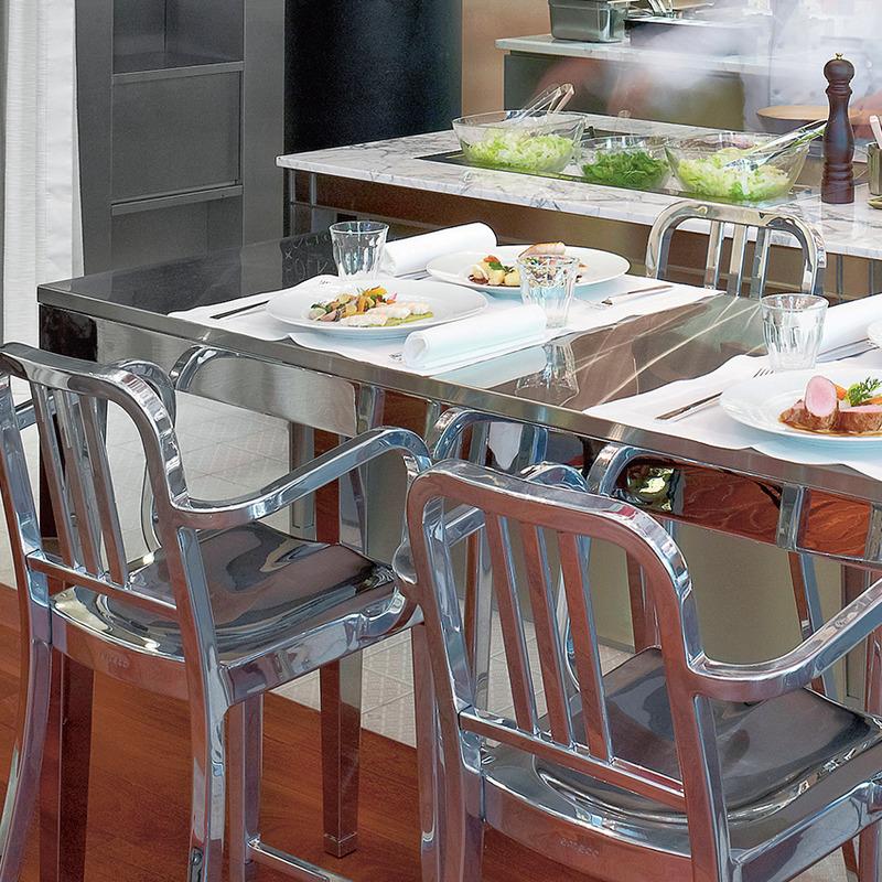Navy Bar and Counter Stool with Arms