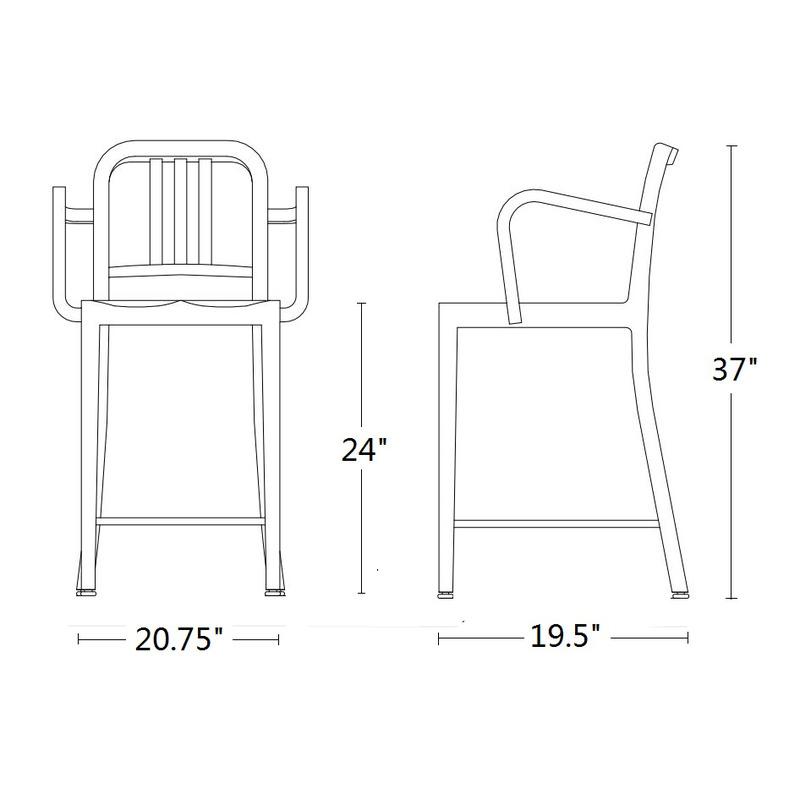 Navy Bar and Counter Stool with Arms