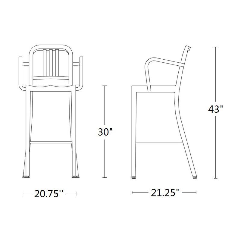 Navy Bar and Counter Stool with Arms