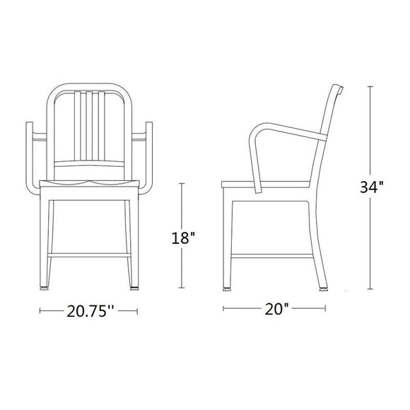 Navy Armchair with Natural Wood Seat