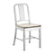 Navy Chair with Natural Wood Seat  option Polished Aluminum