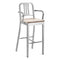 Navy Bar and Counter Stool with Arms & Wood Seat  option Ash