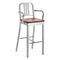 Navy Bar and Counter Stool with Arms & Wood Seat  option Cherry