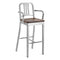 Navy Bar and Counter Stool with Arms & Wood Seat  option Walnut