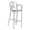 Navy Bar and Counter Stool with Arms & Wood Seat  option Polished Aluminum