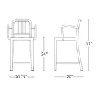 Navy Stool with Arms & Wood Seat