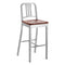 Navy Bar and Counter Stool with Wood Seat  option Cherry