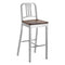 Navy Bar and Counter Stool with Wood Seat  option Walnut