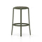 On & On Upholstered Bar and Counter Stool  option Green / Leather Spinneybeck Acqua AU 0636