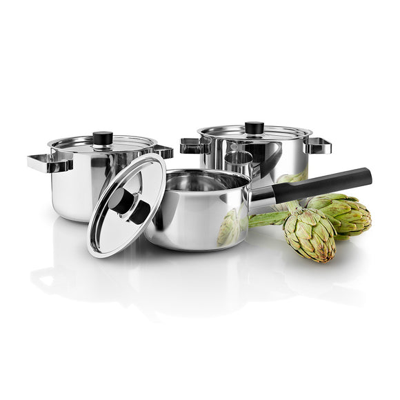 Stainless steel pot set by Eva Trio in our shop