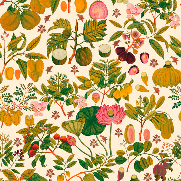 Asian Fruits And Flowers Wallpaper Sample Swatch