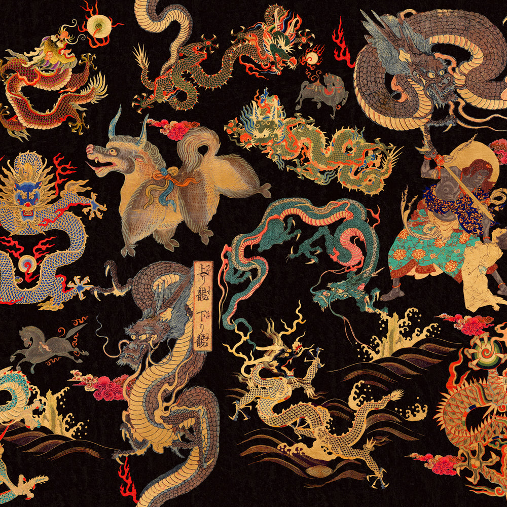 Dragons of Tibet Wallpaper Sample Swatch