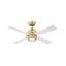 Kwad Ceiling Fan with Light  option Brushed Satin Brass with Matte White Blades