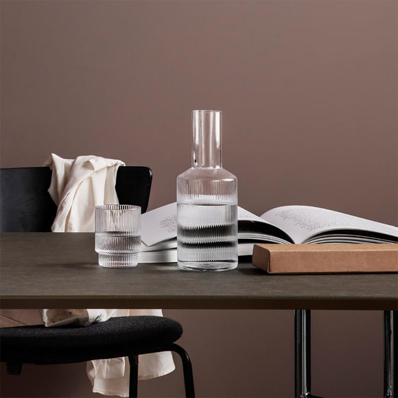 Ripple Carafe Set, Elegant in mouth-blown and ribbed glass